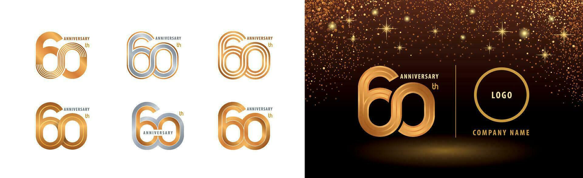 impostato di 60 ° anniversario logotipo disegno, sessanta anni anniversario celebrazione vettore