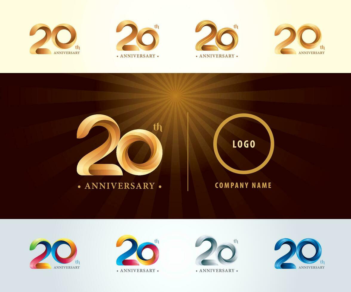 impostato di 20 anniversario logotipo disegno, venti anni celebrazione anniversario logo vettore