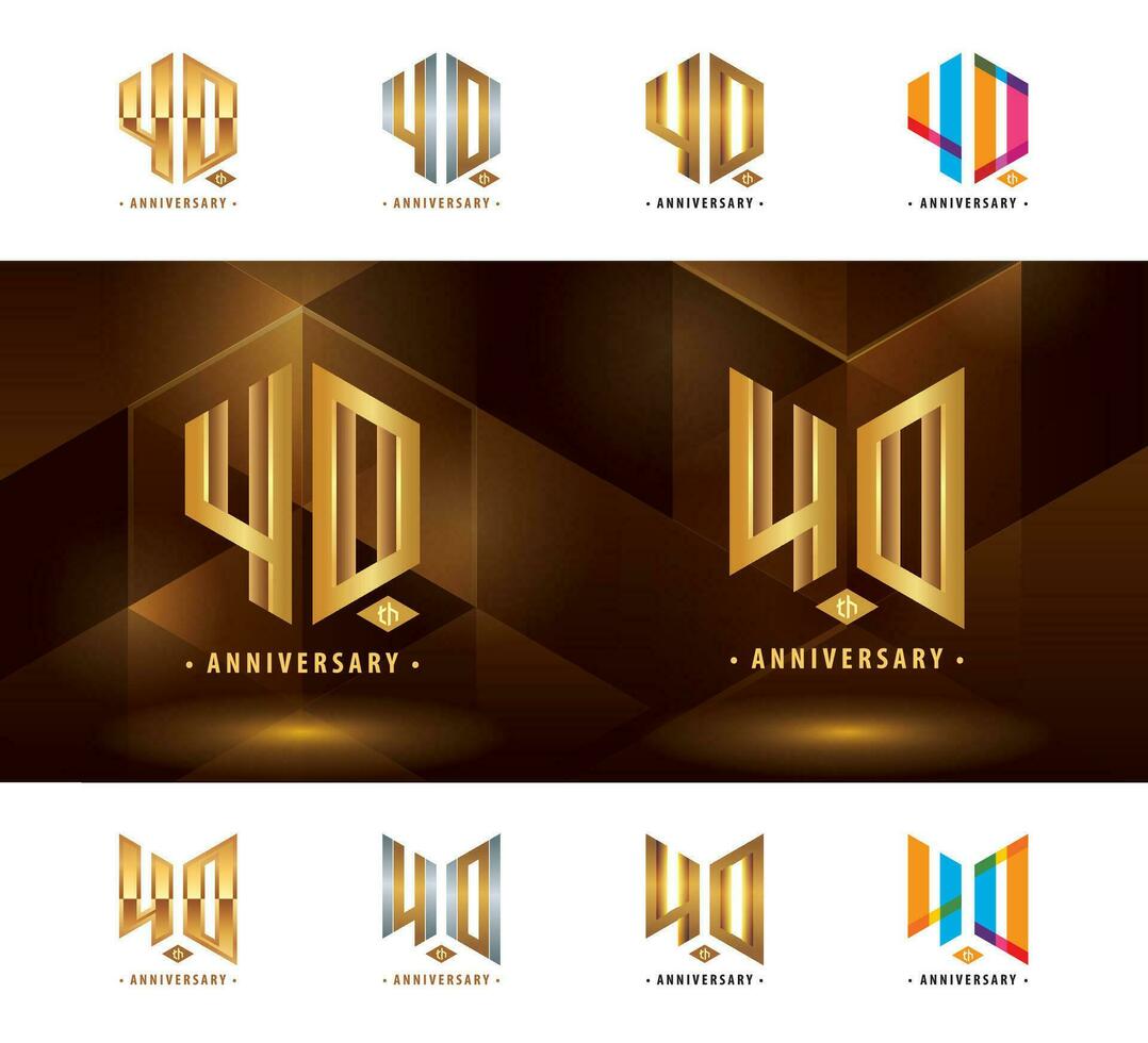 impostato di 40 ° anniversario logotipo disegno, quaranta anni celebrare anniversario logo vettore