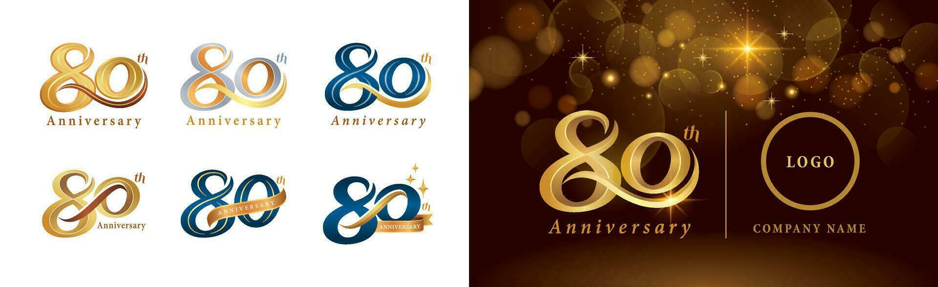 impostato di 80 ° anniversario logotipo disegno, ottanta anni festeggiare anniversario logo vettore