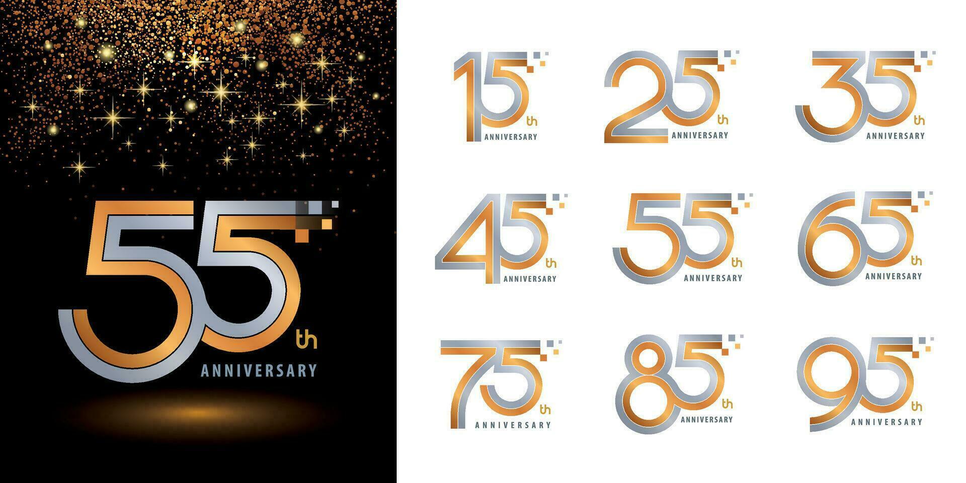impostato di logo anniversario logotipo disegno, celebrare anniversario logo vettore