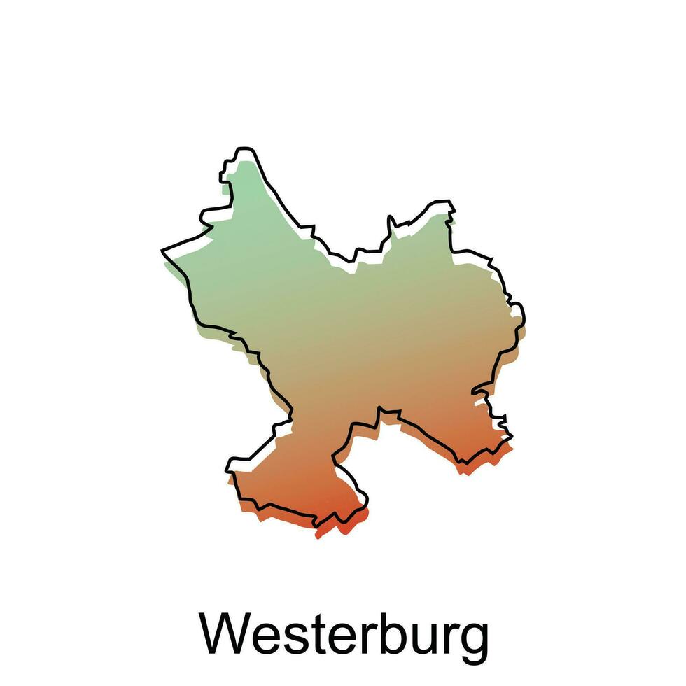 alto dettagliato vettore carta geografica di Westerburg moderno schema, logo vettore design. astratto, disegni concetto, logo, logotipo elemento per modello.