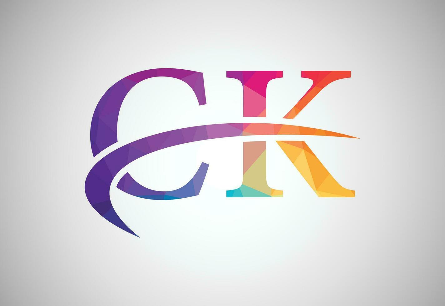 Basso poli e alfabeto iniziale ck lettera logo disegno, vettore design modello