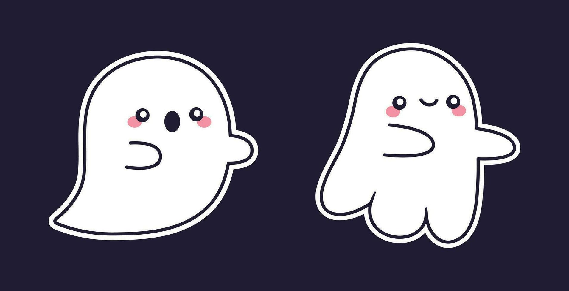 carino kawaii fantasma fischio illustrazione vettore