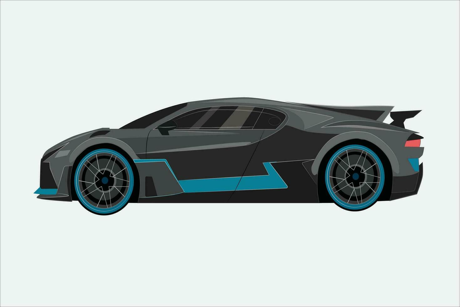 lato Visualizza di un' nero supercar su un' bianca sfondo. auto per rally campionato, alto velocità veicolo cartone animato illustrazione modello. da corsa, mezzi di trasporto concetto vettore