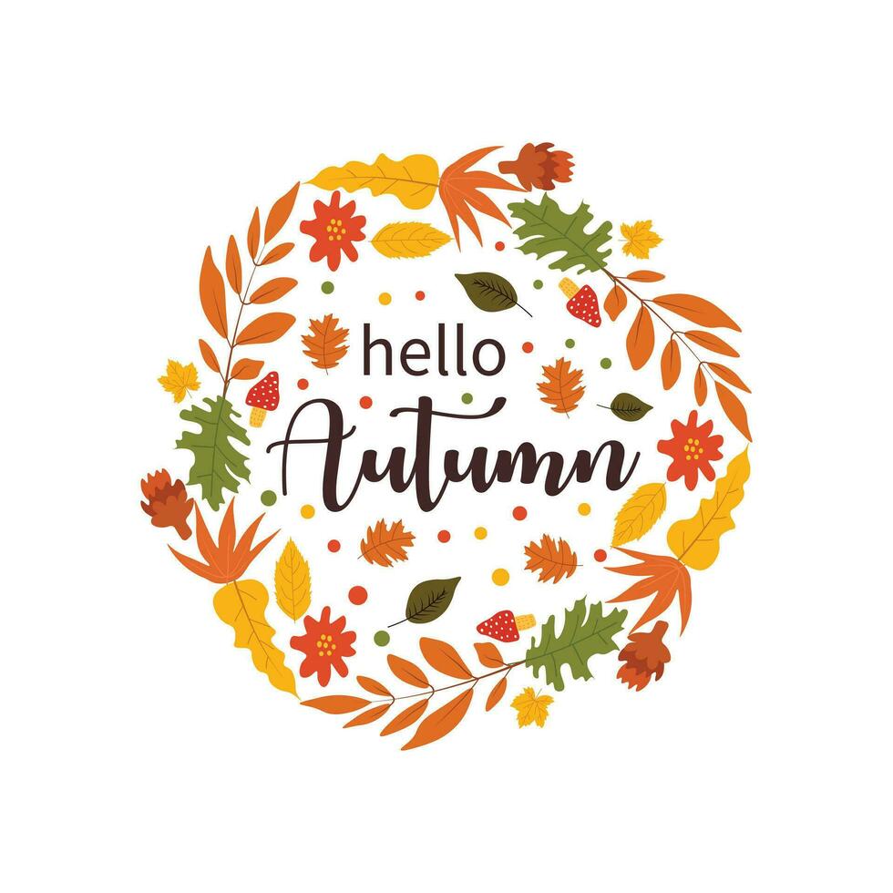 ciao autunno telaio design carta vettore