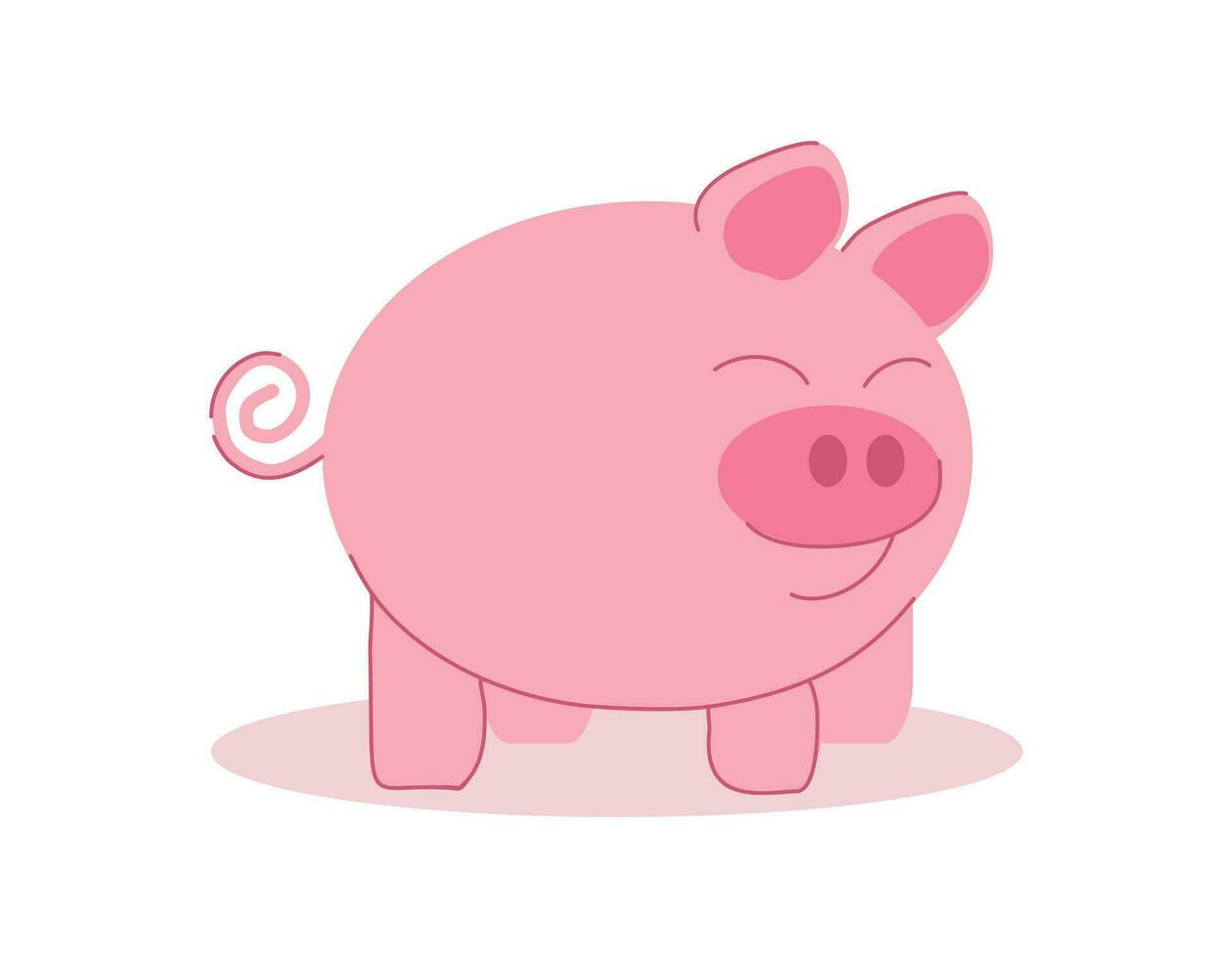 carino rosa cartone animato sorridente maiale isolato su bianca sfondo. domestico azienda agricola animale. vettore illustrazione