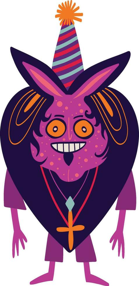 demone sacerdote con un' raccapricciante viso. vivace Halloween carattere. illustrazione nel cartone animato stile vettore