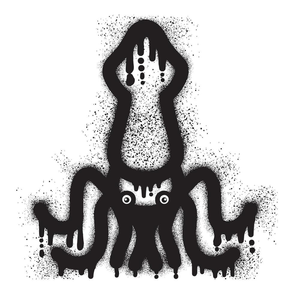 calamaro graffiti con nero spray dipingere vettore