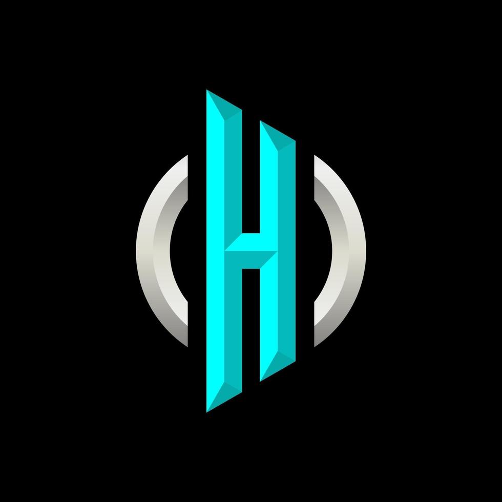 modello moderno di progettazione del logo esport di gioco iniziale h vettore