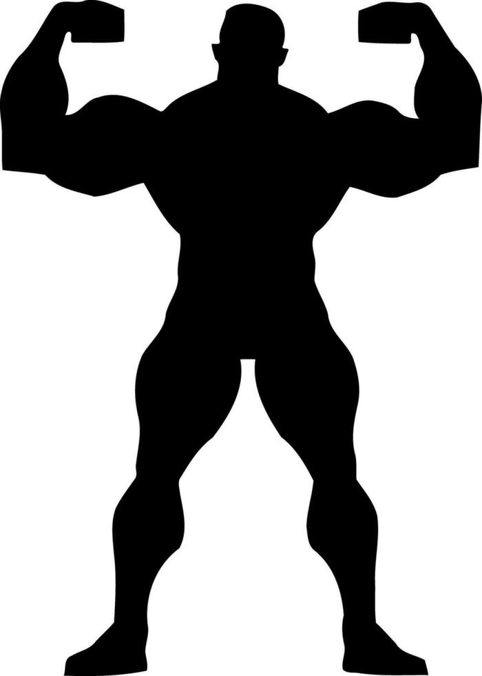 muscolare bodybuilder uomo silhouette vettore