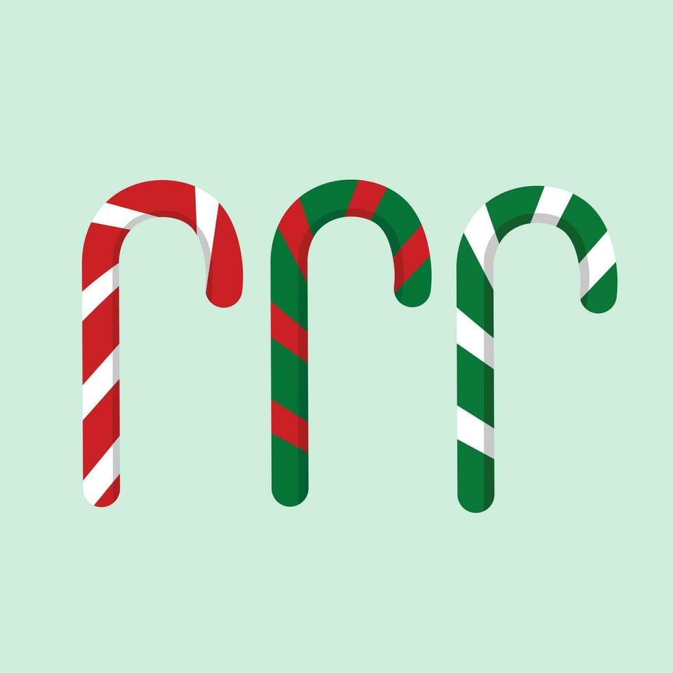 Natale e celebrazione illustrazione piatto vettore nel cartone animato stile. colorato caramella canna. dolciario. per Natale e celebrazione carte, striscioni, tag, etichette, sfondo.