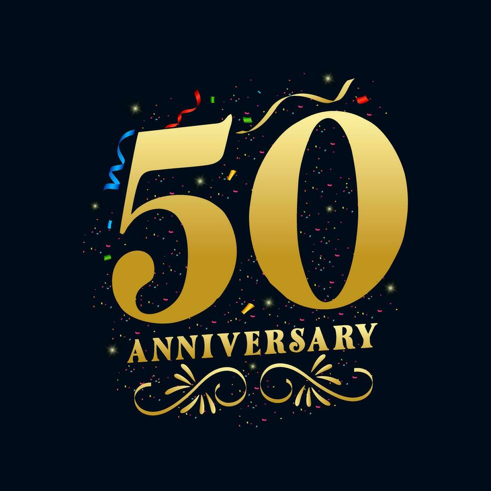 50 anniversario lussuoso d'oro colore 50 anni anniversario celebrazione logo design modello vettore