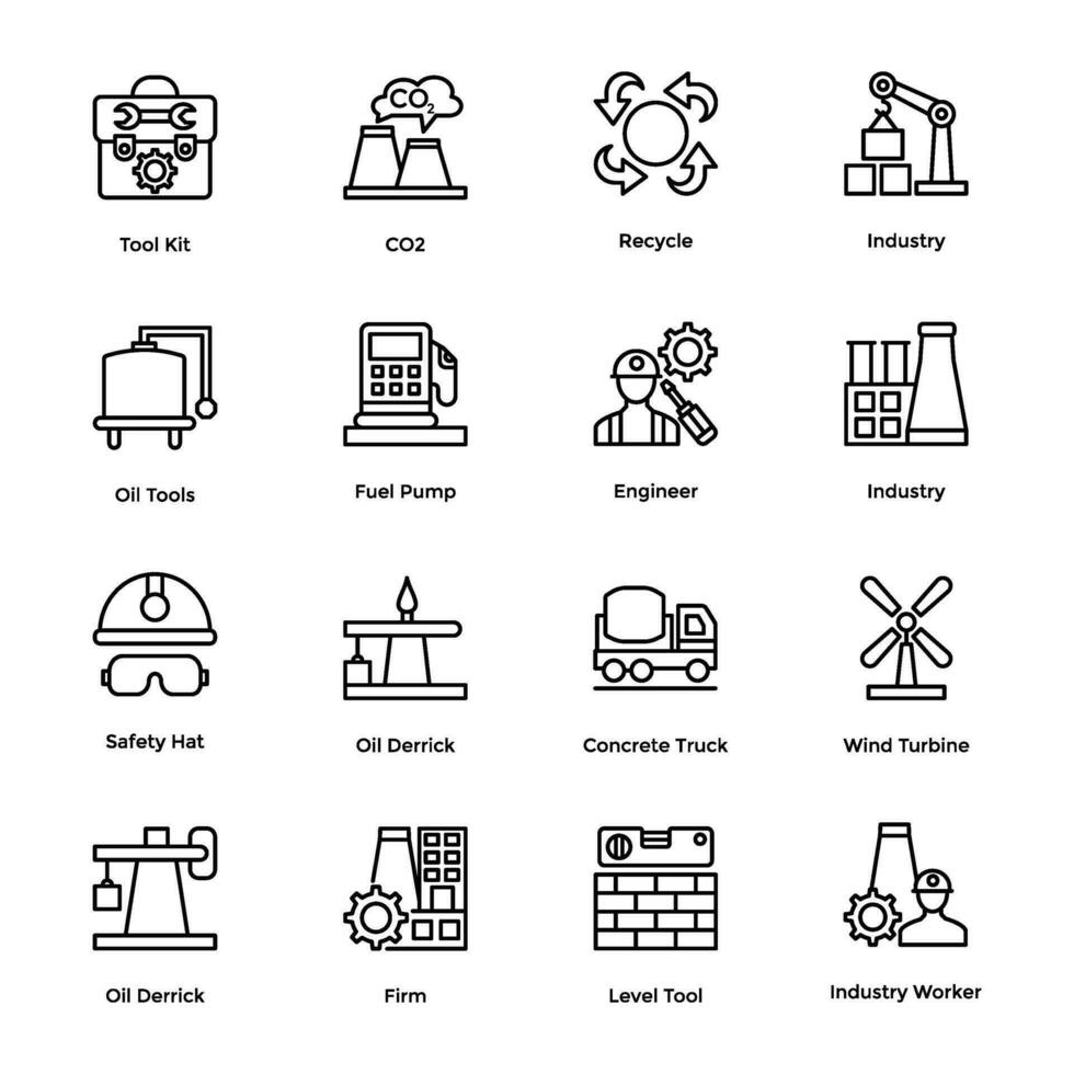 linea icone di industriale e costruzione vettore