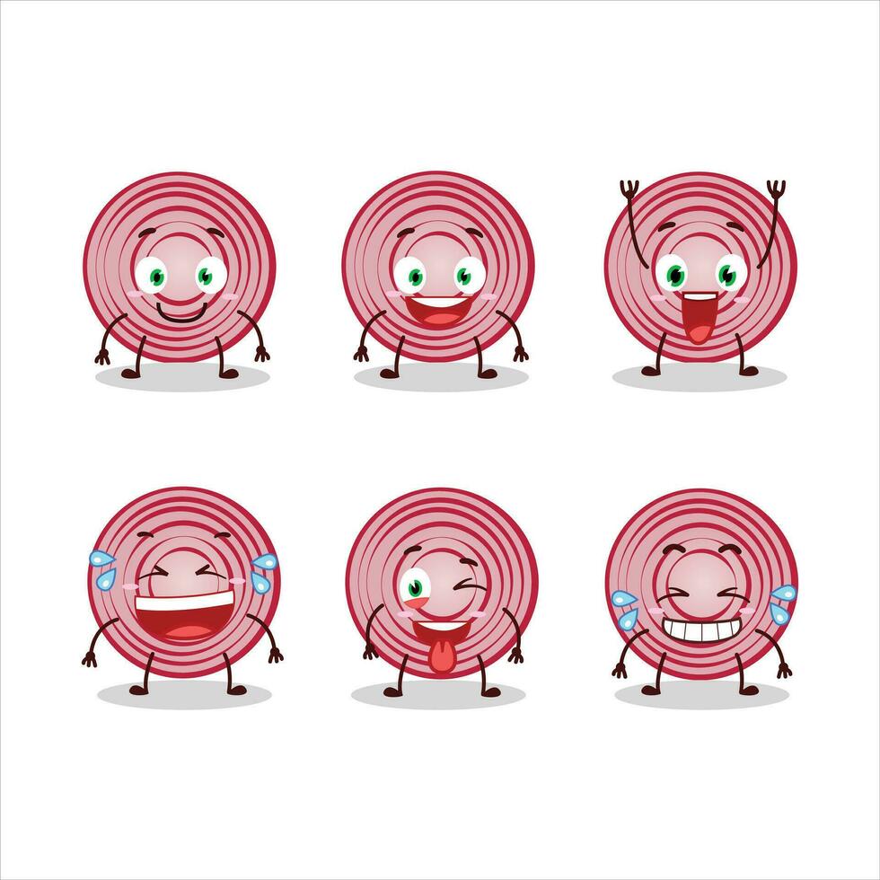 cartone animato personaggio di fetta di barbabietola con Sorridi espressione vettore
