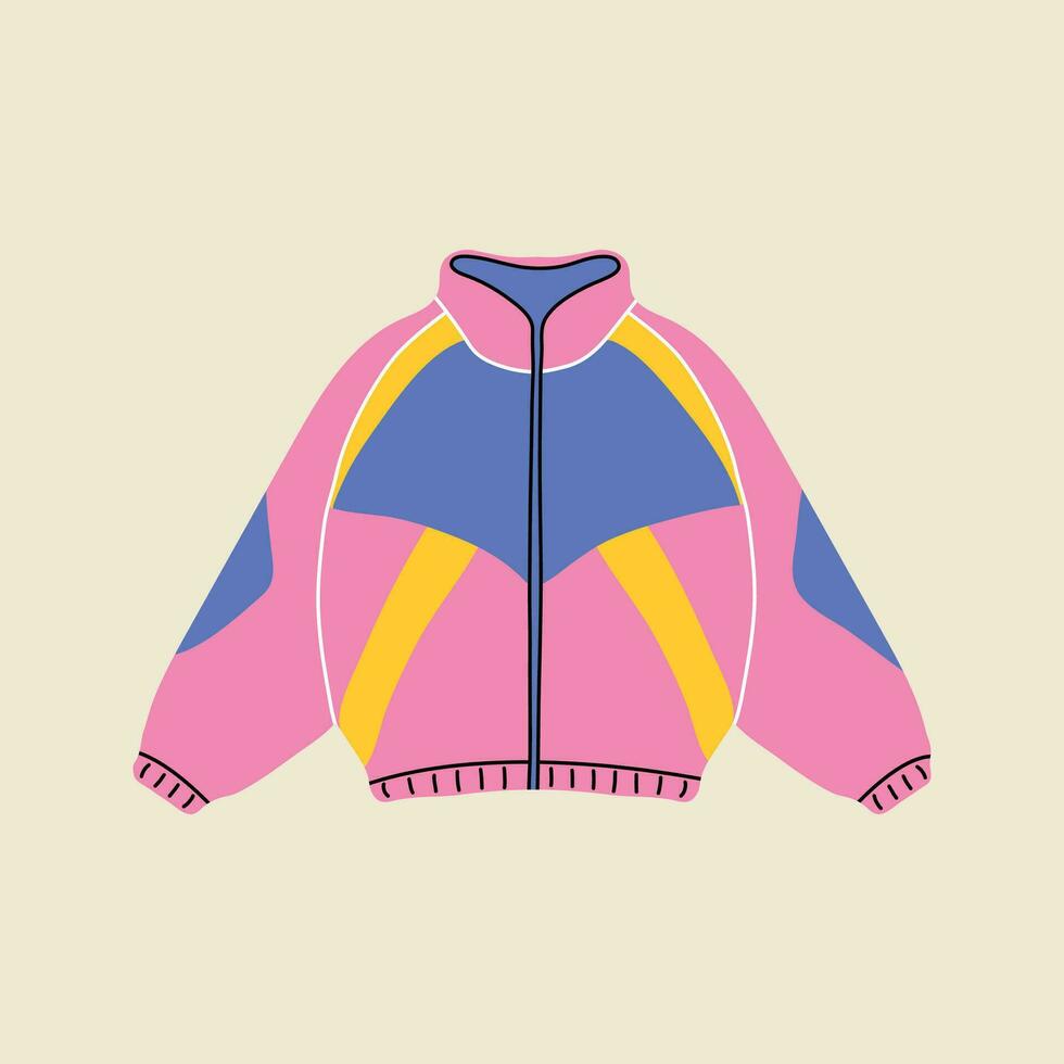 classico anni '80-'90 elementi nel moderno stile piatto, linea stile. mano disegnato vettore illustrazione di retrò o Vintage ▾ sport giacca. moda toppa, distintivo, emblema.