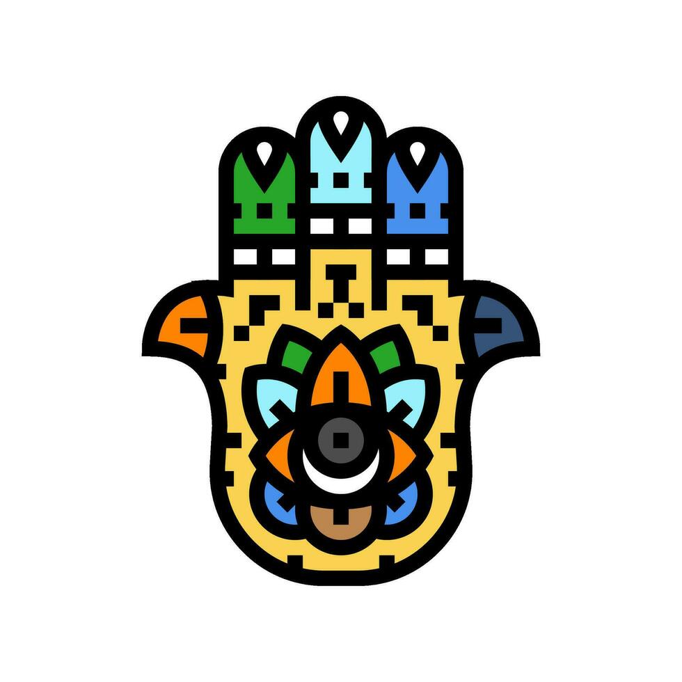 hamsa mano Islam musulmano colore icona vettore illustrazione