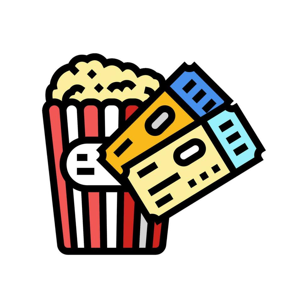 Popcorn Biglietti cinema colore icona vettore illustrazione