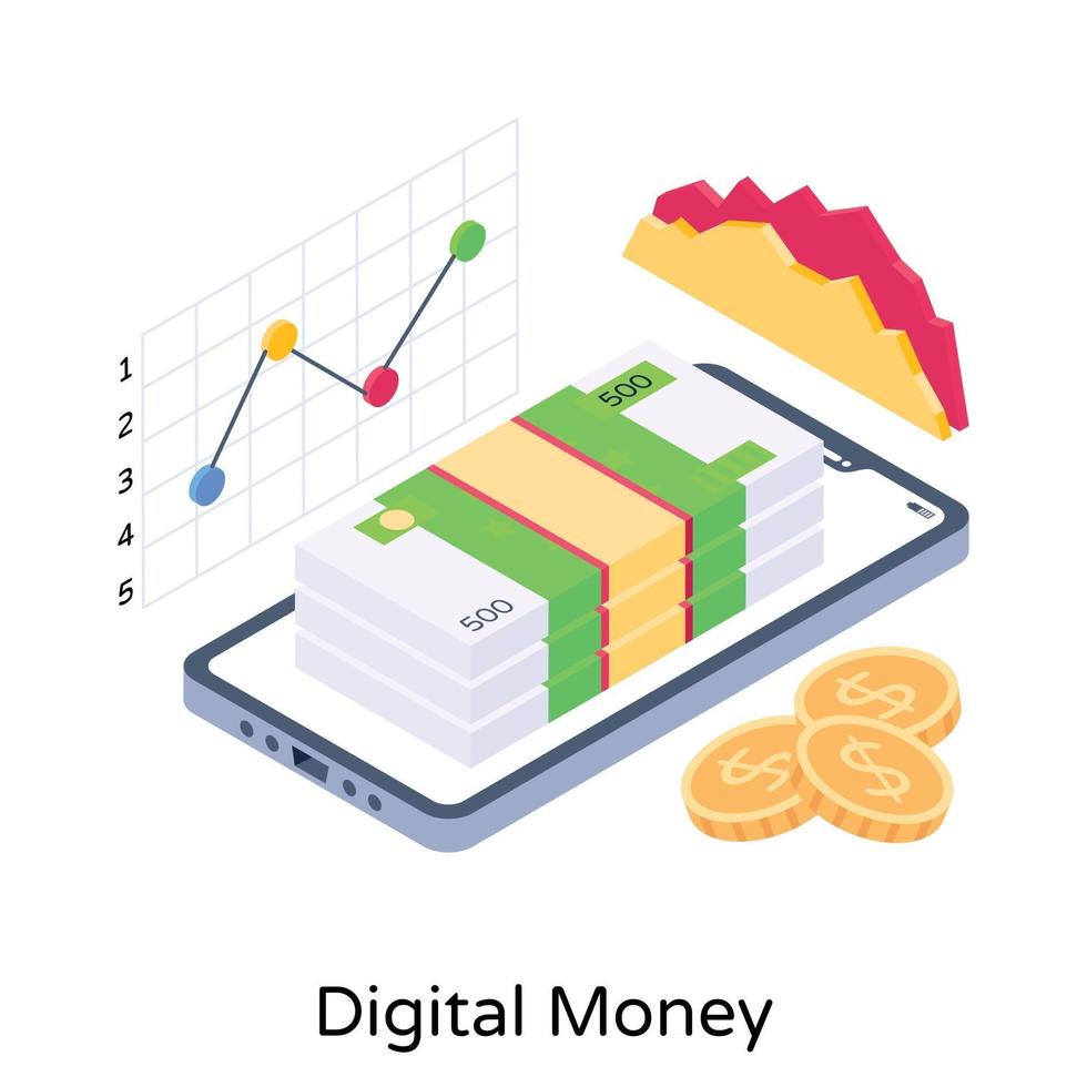 pila di denaro digitale vettore