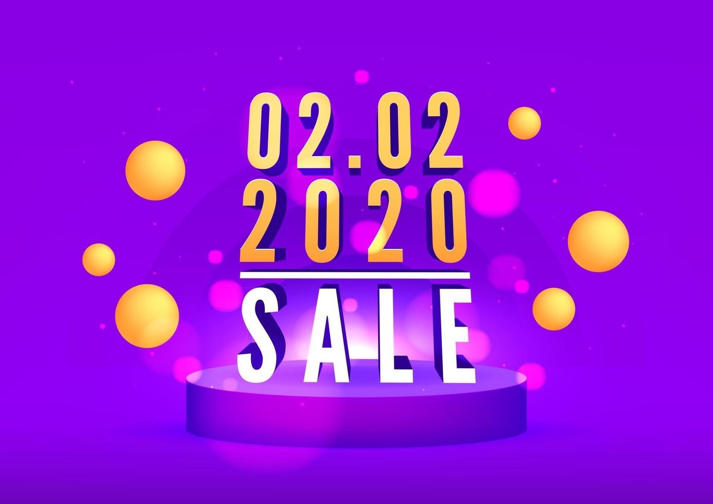 02.02, 2020 poster o volantino per la vendita del giorno dello shopping. 2 febbraio 2020 saldi folli online. vettore