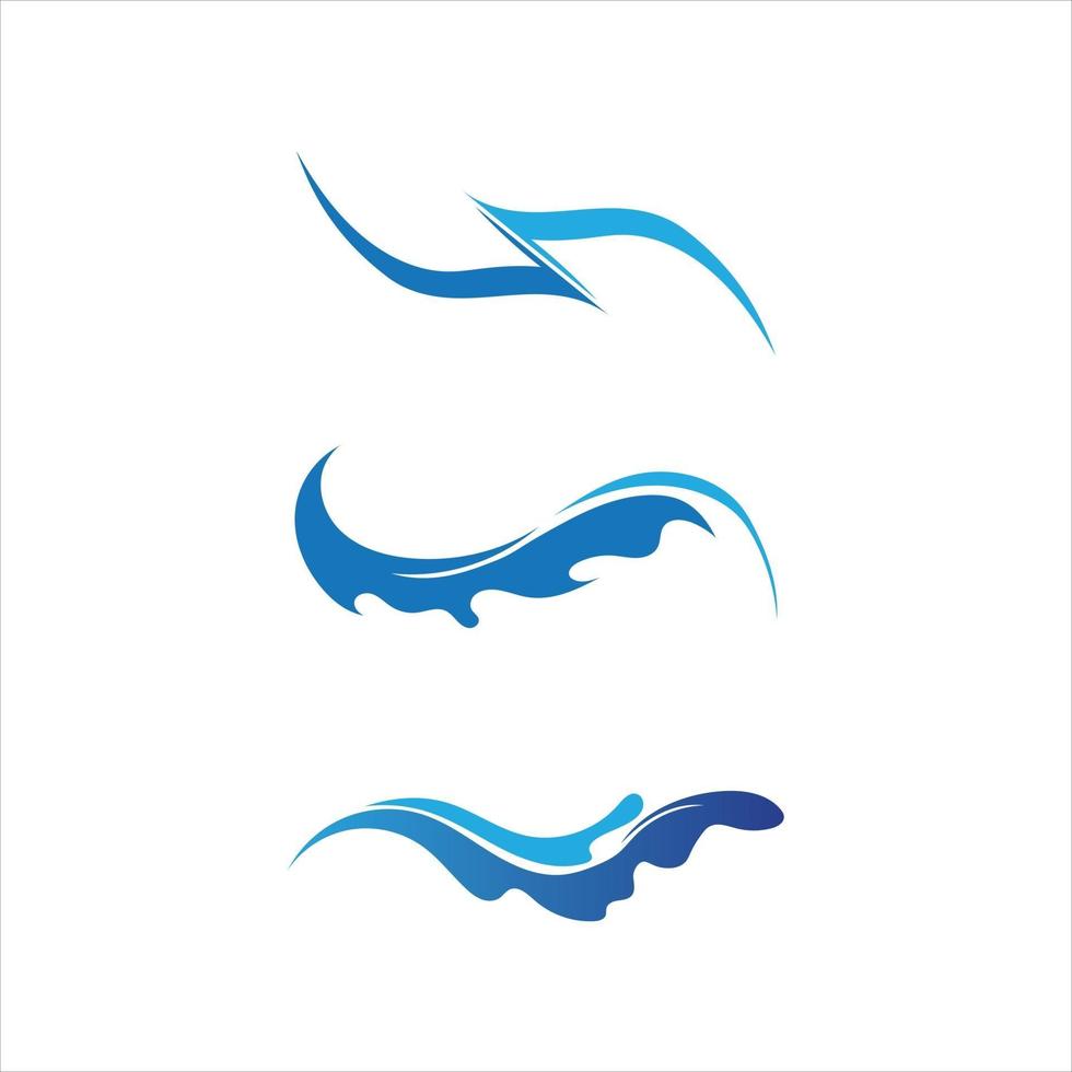 Insieme di vettore dell'icona dell'onda d'acqua e disegno del logo dell'onda astratto della natura