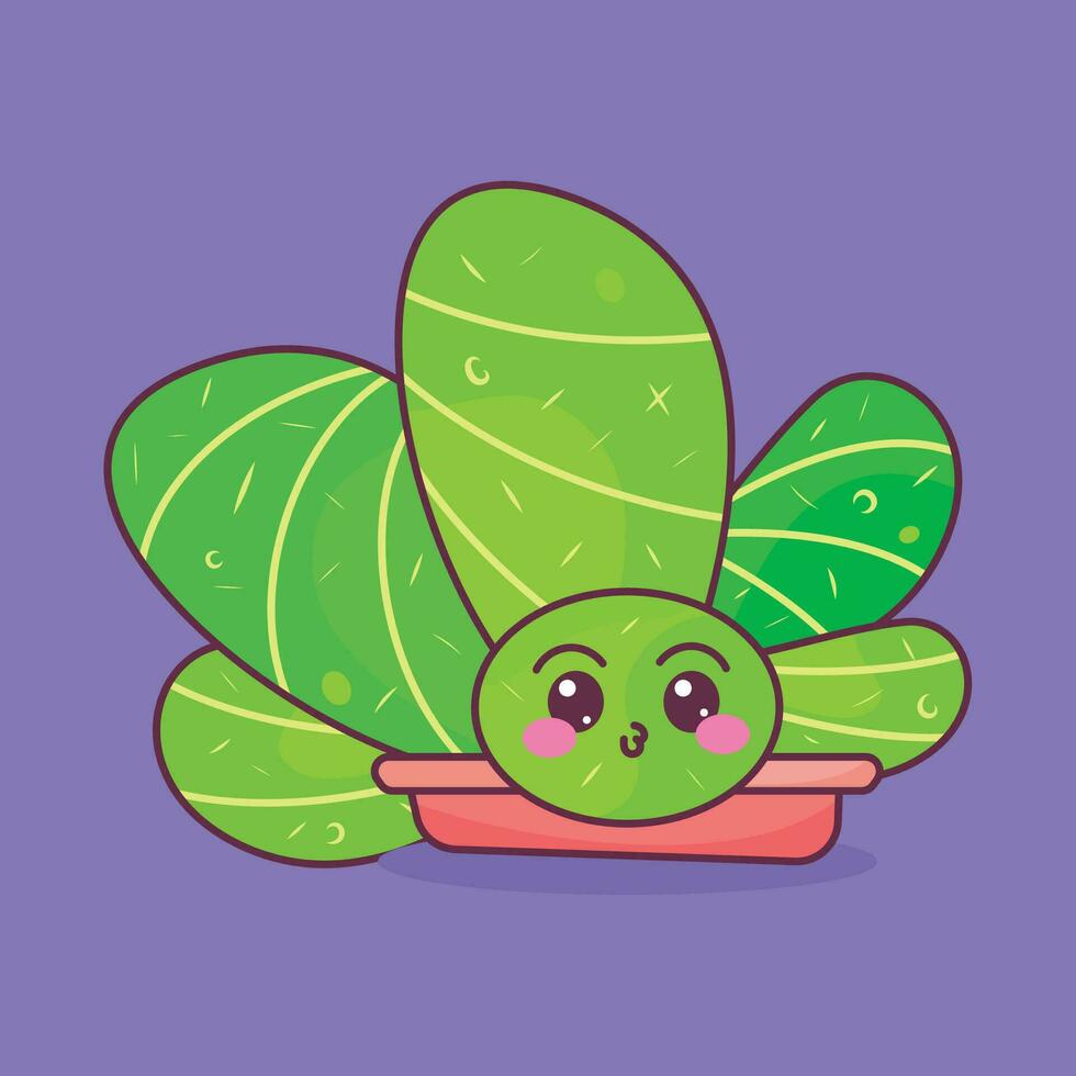 isolato carino cactus cartone animato personaggio vettore illustrazione