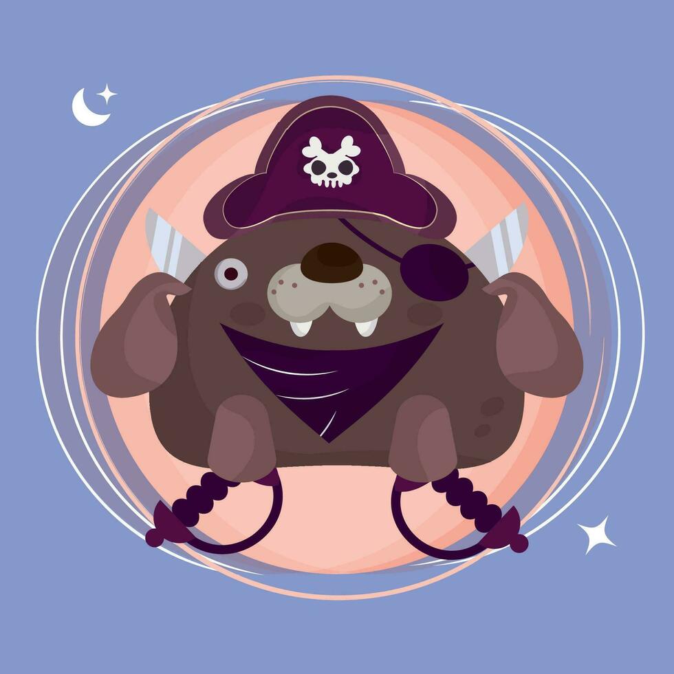 isolato carino mare Leone su pirata costume vettore illustrazione
