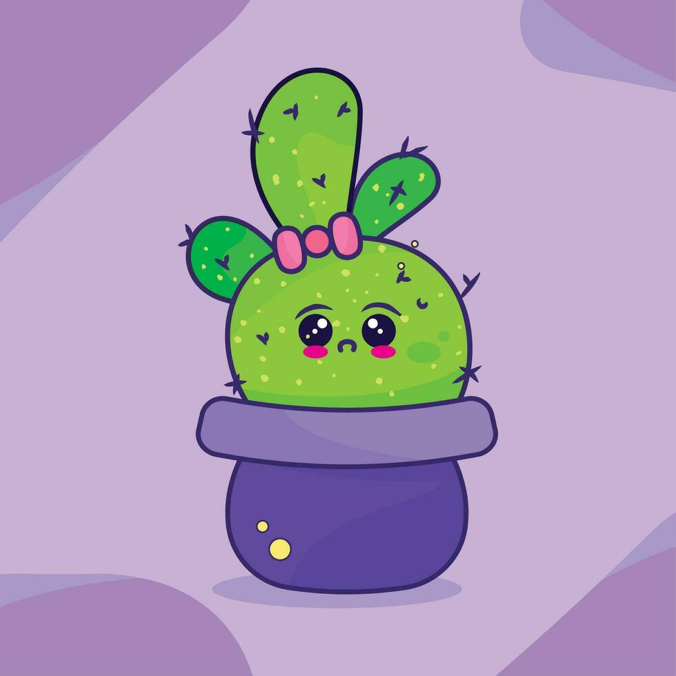 isolato carino cactus cartone animato personaggio vettore illustrazione