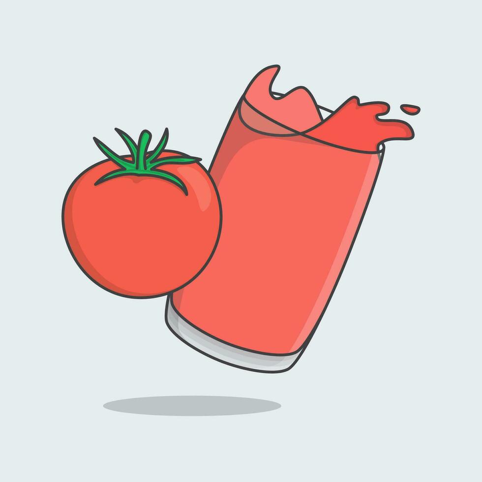 pomodoro succo cartone animato vettore illustrazione. pomodoro succo piatto icona schema