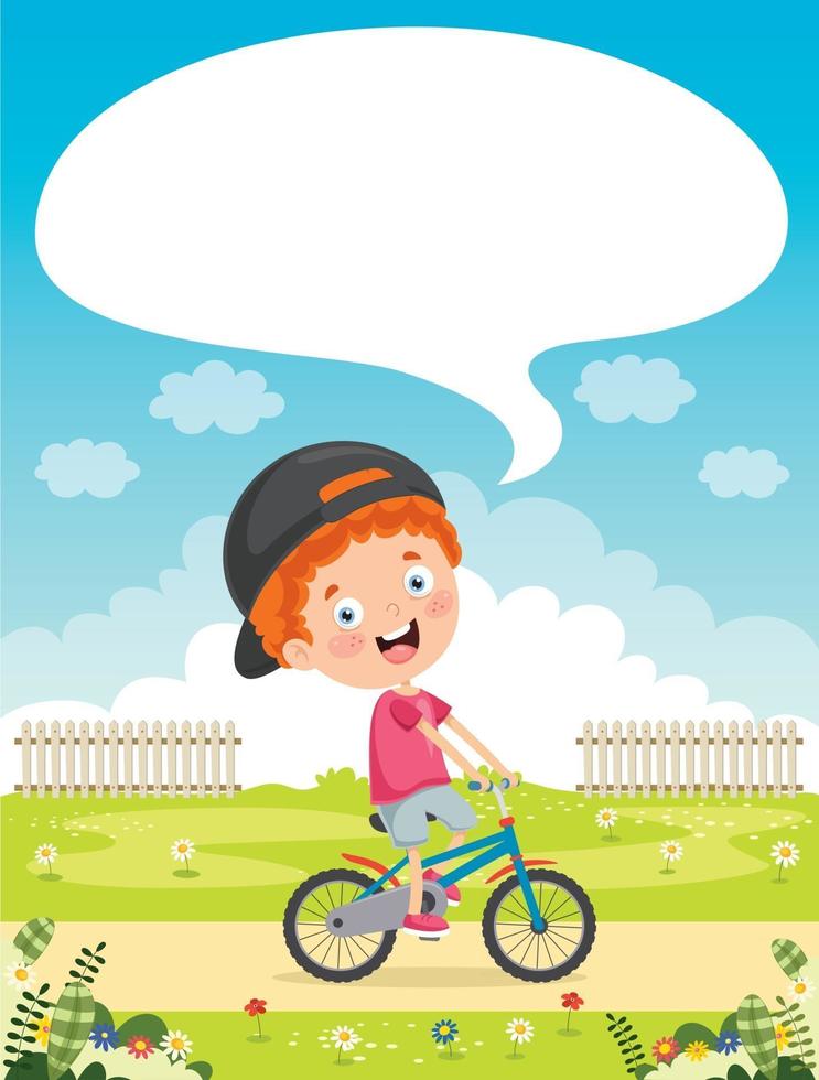 bambino felice che va in bicicletta vettore