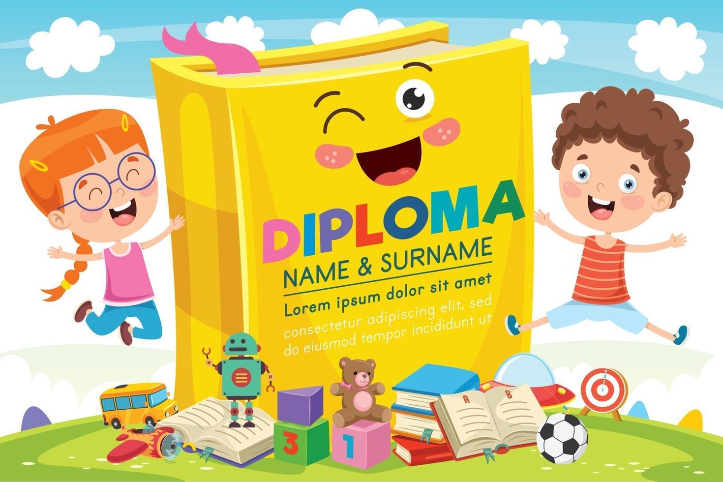 certificato di diploma per bambini vettore