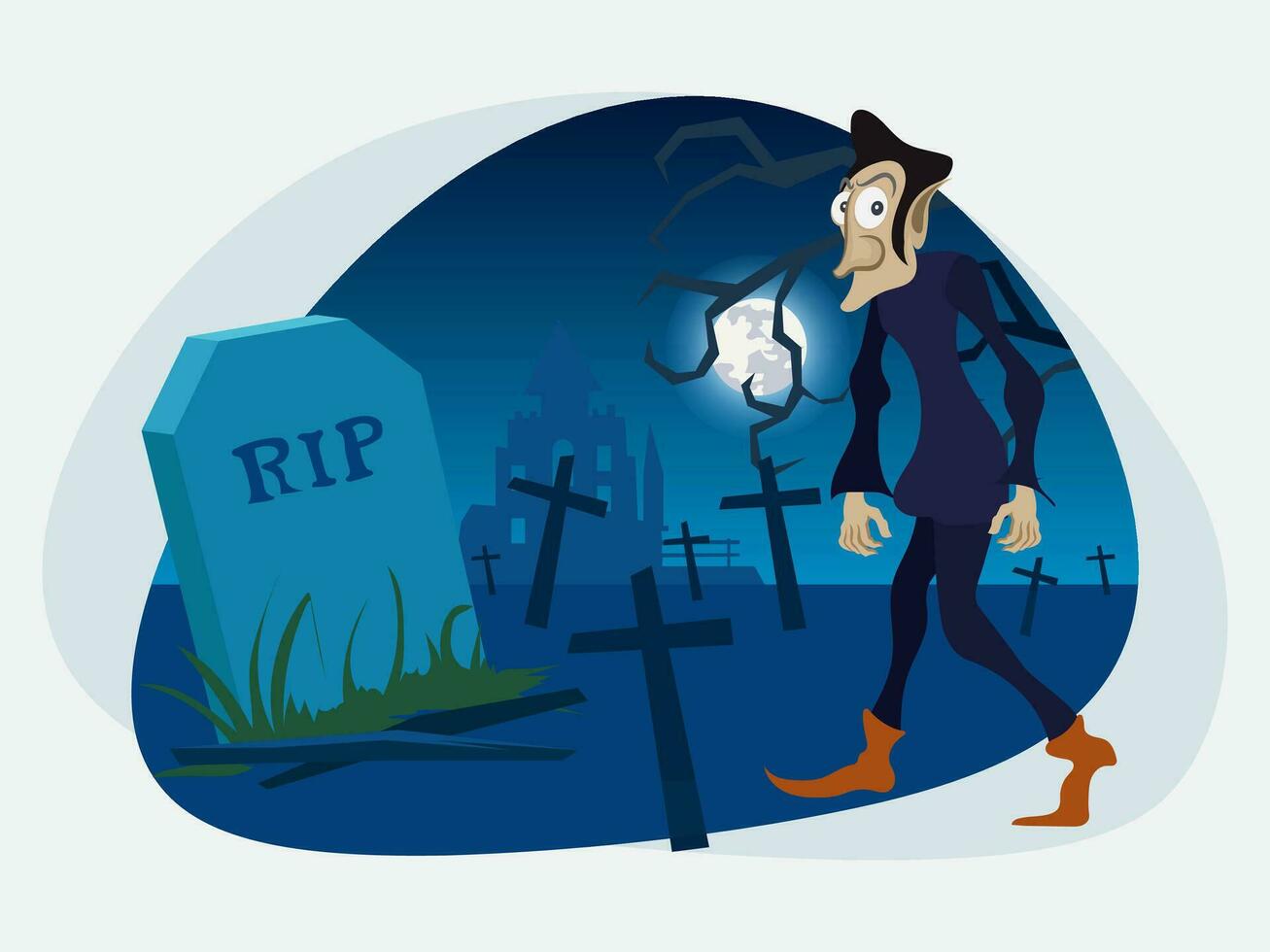 Halloween zucche e lapidi nel il cimitero vettore sfondo fascio imballare impostato modello