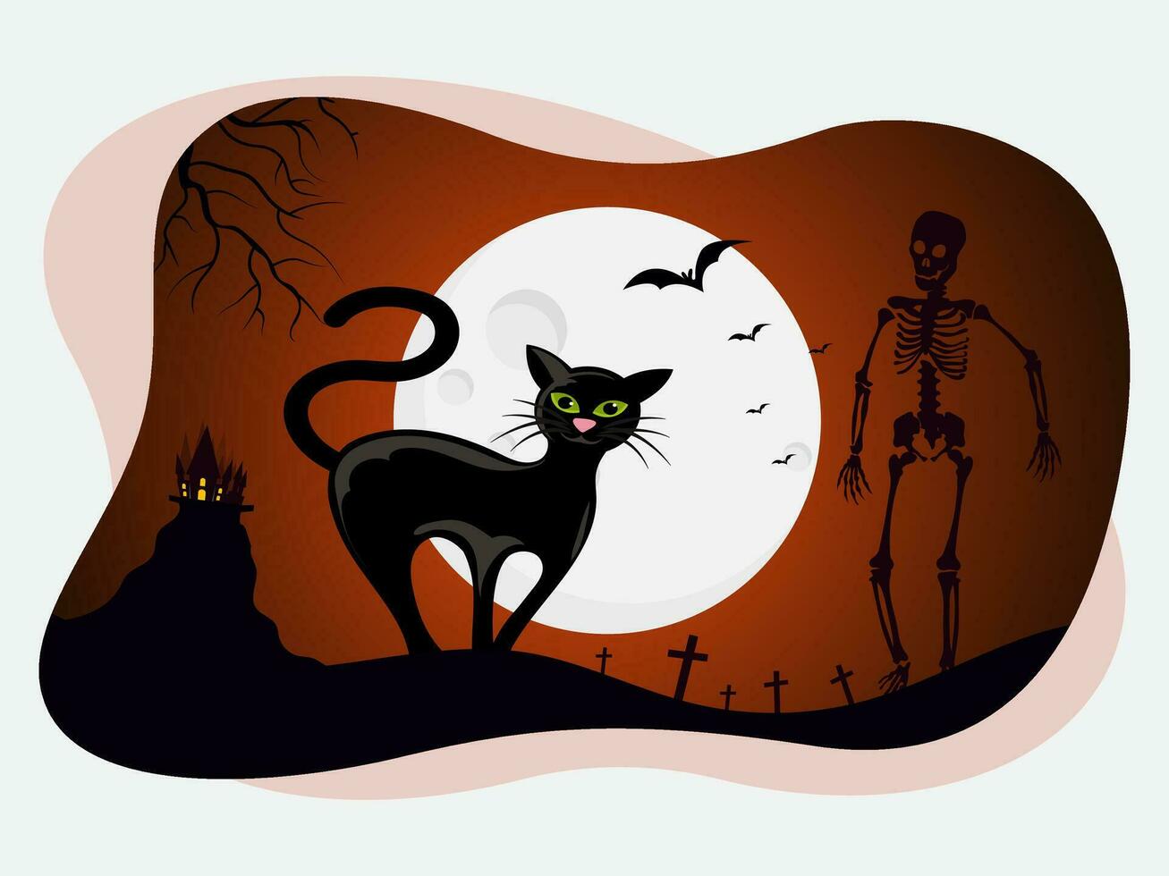 Halloween zucche e lapidi nel il cimitero vettore sfondo fascio imballare impostato modello