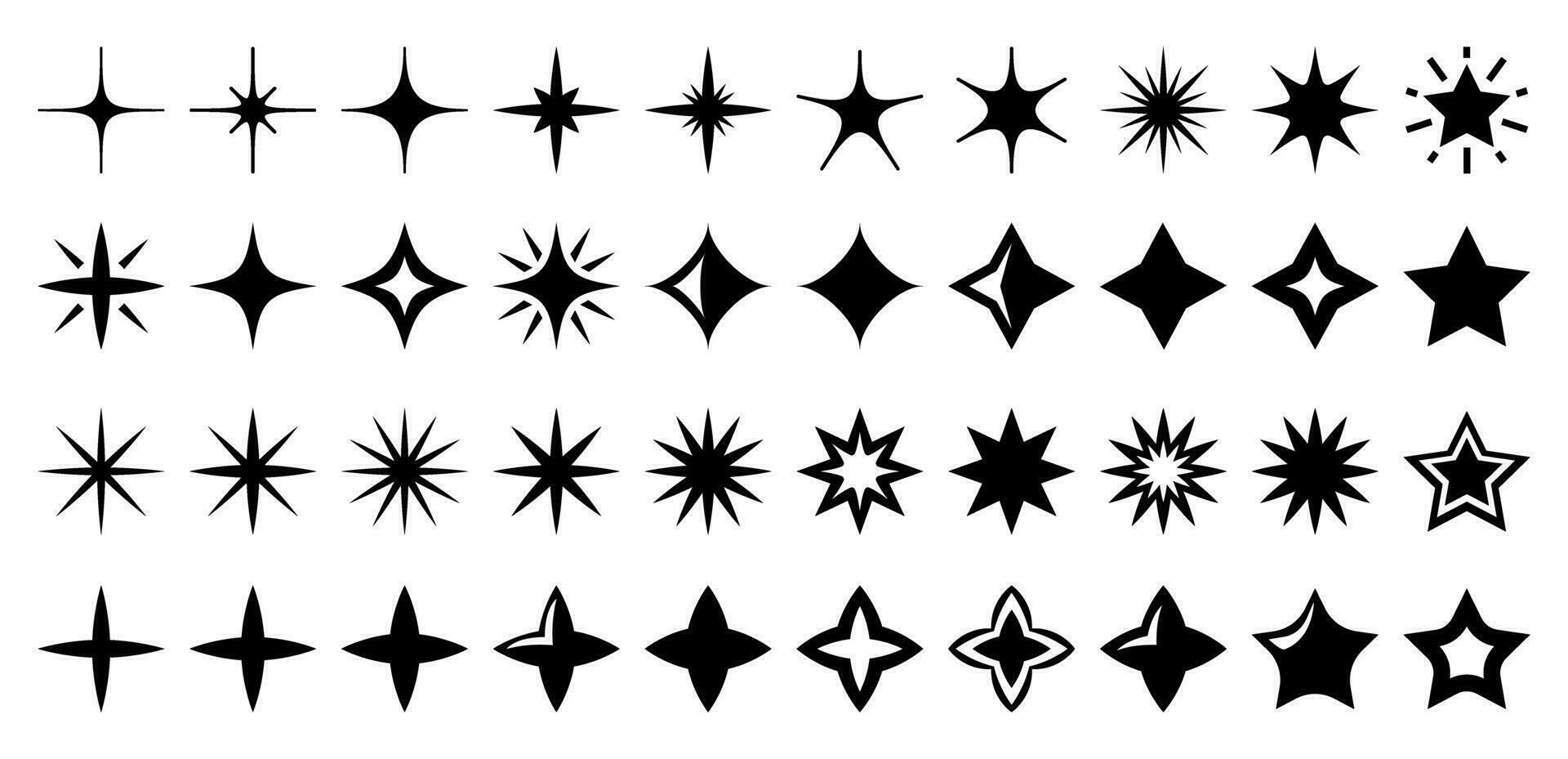 astratto geometrico stella forme collezione. brutale minimalista nero design elementi. vettore