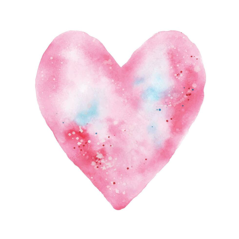 dipinto a mano acquerello blu e rosa cuore vettore
