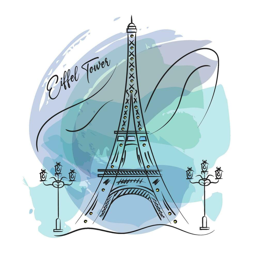 isolato carino acquerello schizzo di eiffel Torre Francia vettore illustrazione