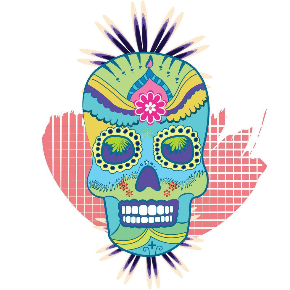 decorato messicano cranio dia de muertos vettore illustrazione