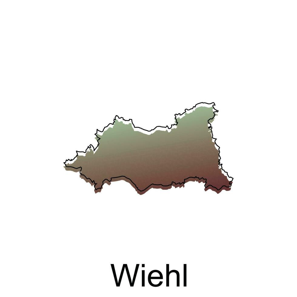 carta geografica di wiehl città moderno colorato disegno, illustrazione vettore design modello