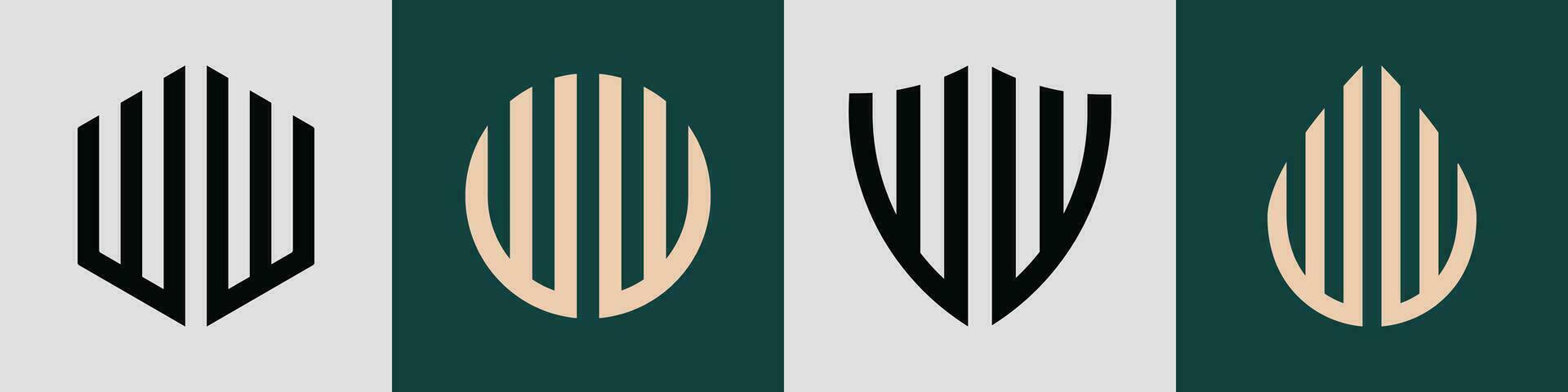 creativo semplice iniziale lettere ww logo disegni fascio. vettore
