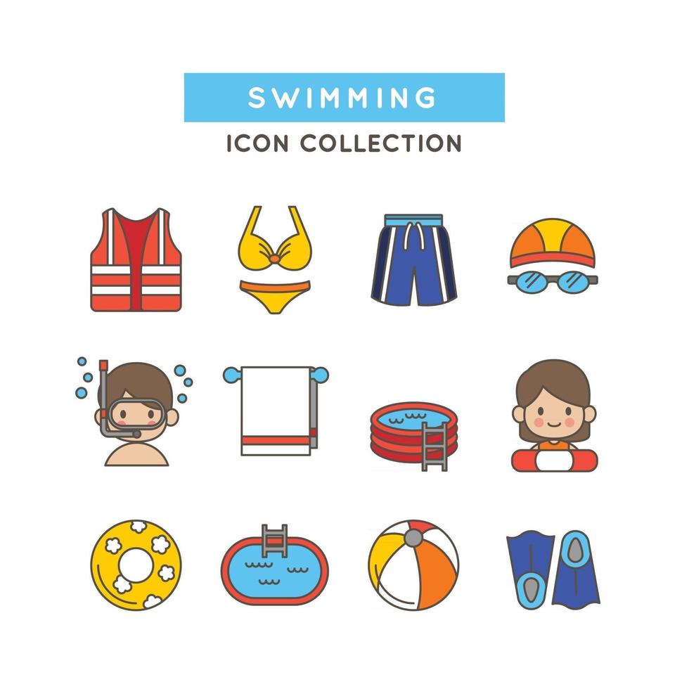 collezione di icone di nuoto vettore