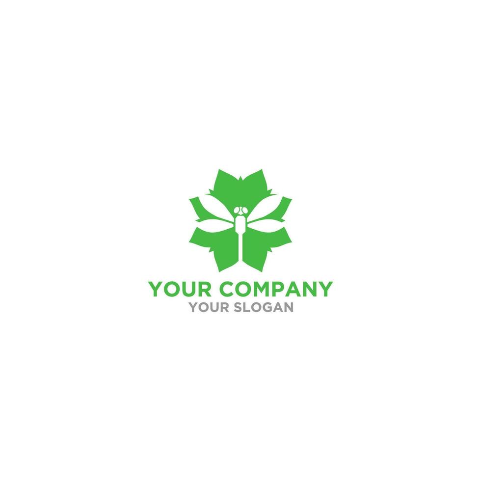 fiore libellula logo design vettore