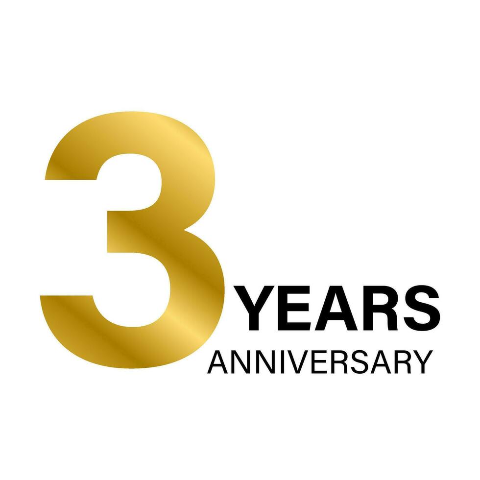 3 anni anniversario oro icona vettore per grafico disegno, logo, sito web, sociale media, mobile app, ui illustrazione