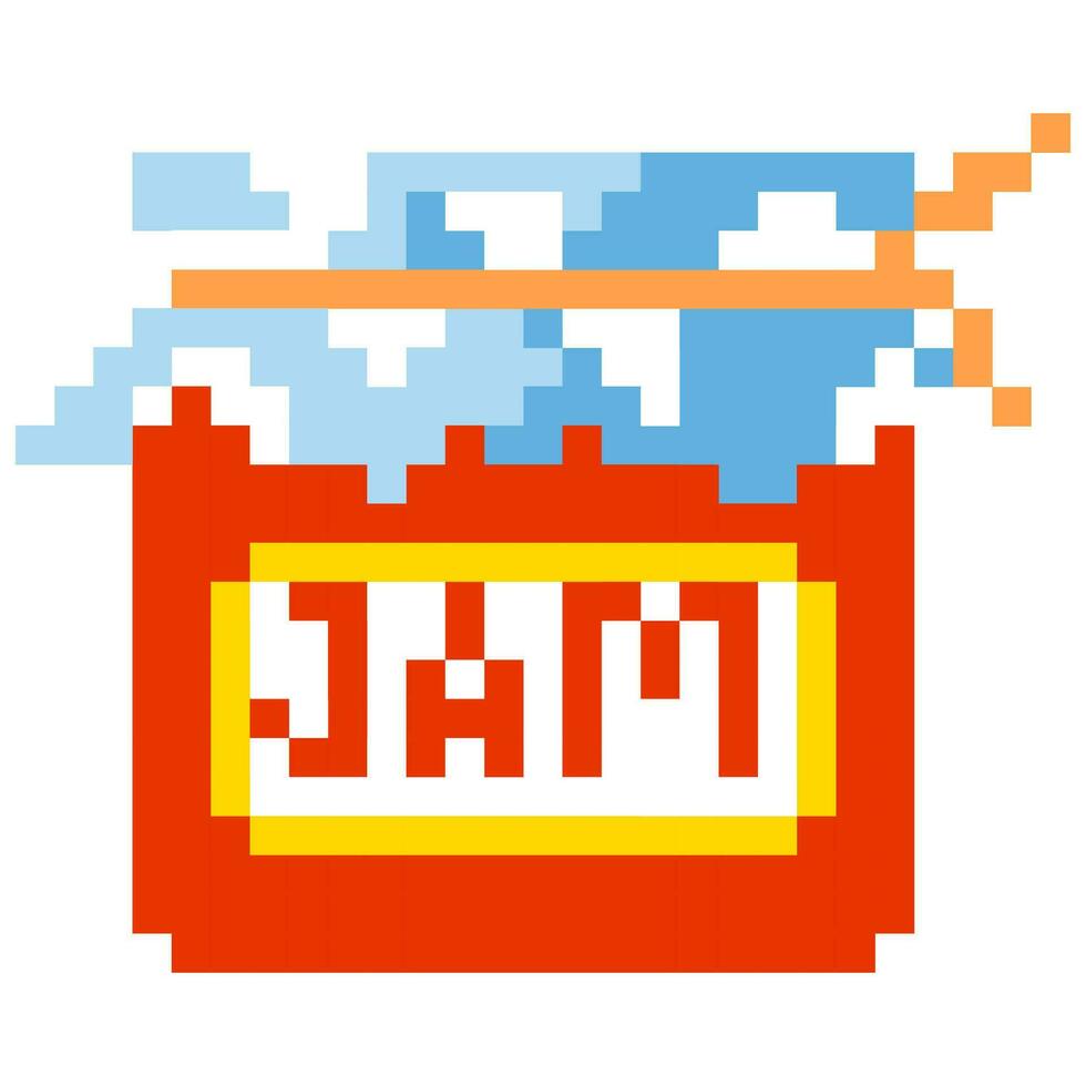 marmellata vaso cartone animato icona nel pixel stile. vettore