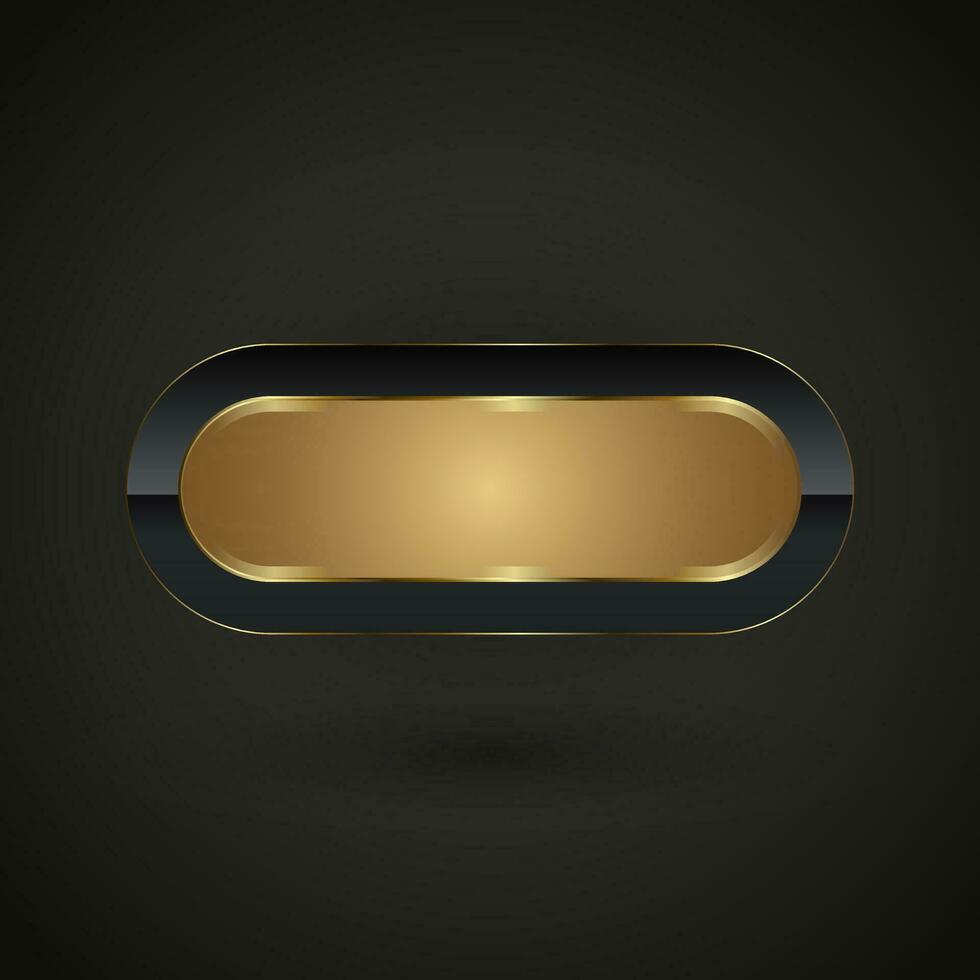 un' lusso e premio pulsante, e pulsante per ragnatela lucido nero oro bandiera vettore illustrazione design su buio sfondo