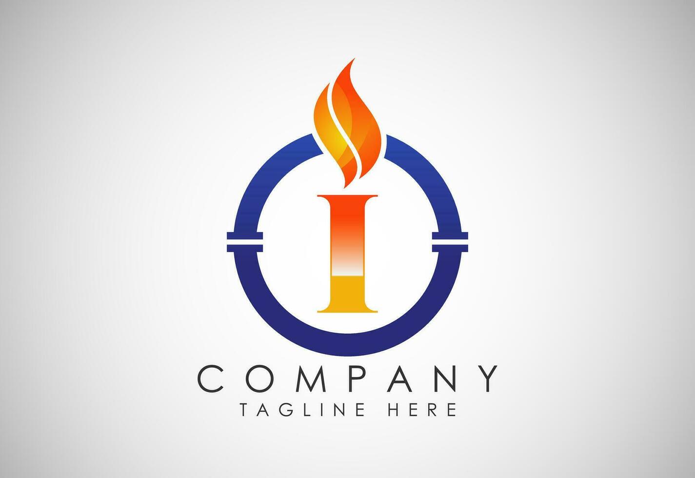 inglese alfabeto io con fuoco fiamma e tubo. olio e gas industria logo design concetto. vettore