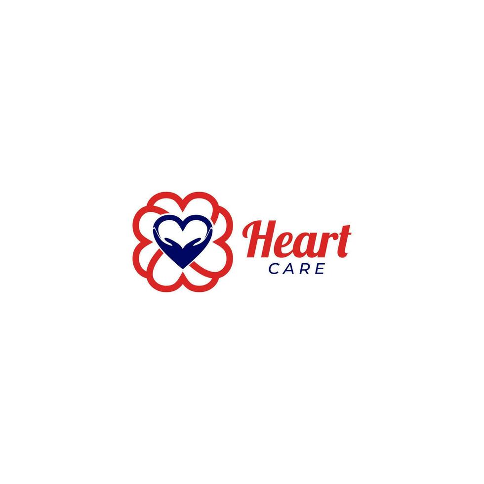 cuore cura logo design vettore