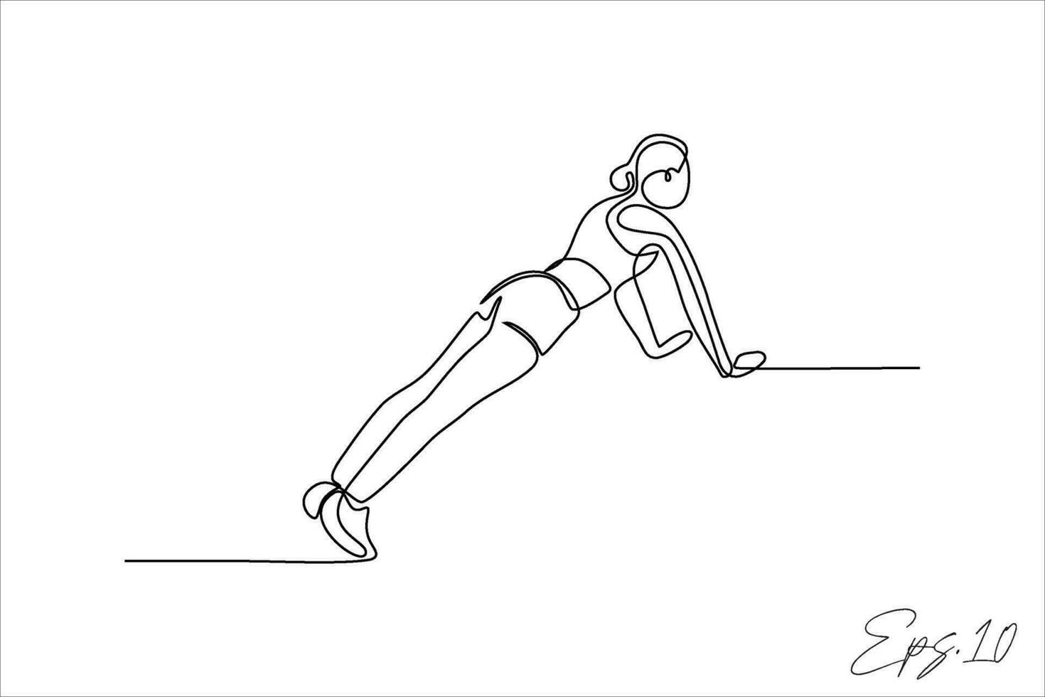 vettore illustrazione continuo linea di spingere su sport donna