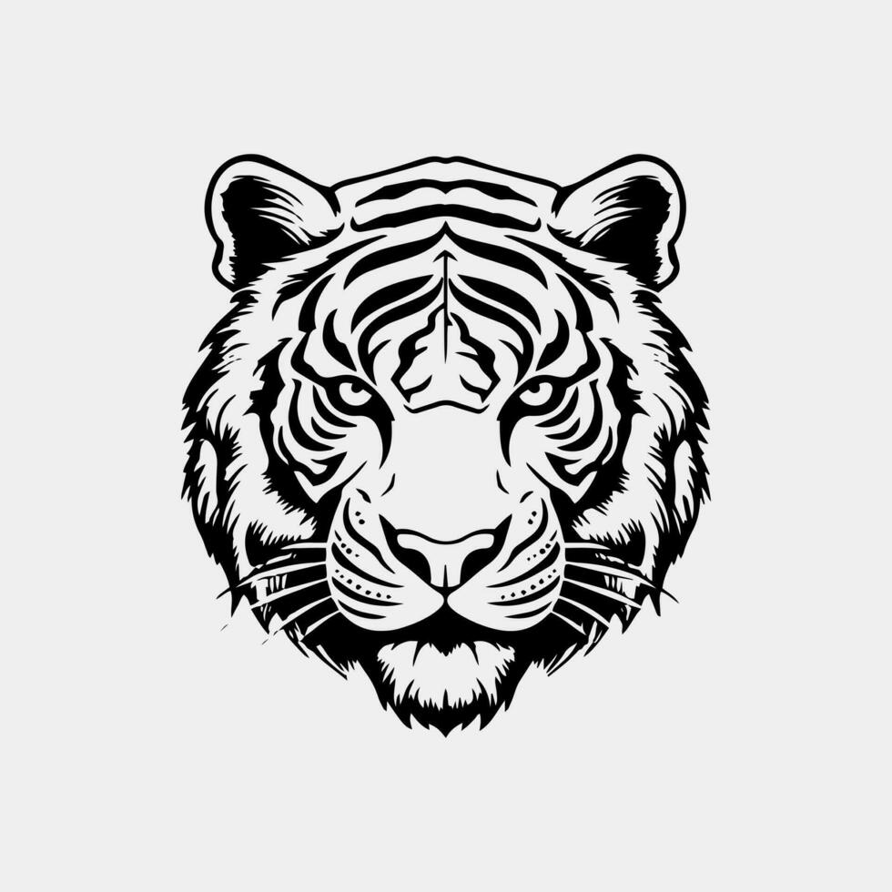 vettore illustrazione di un' testa di un' tigre con un' nero sfondo.