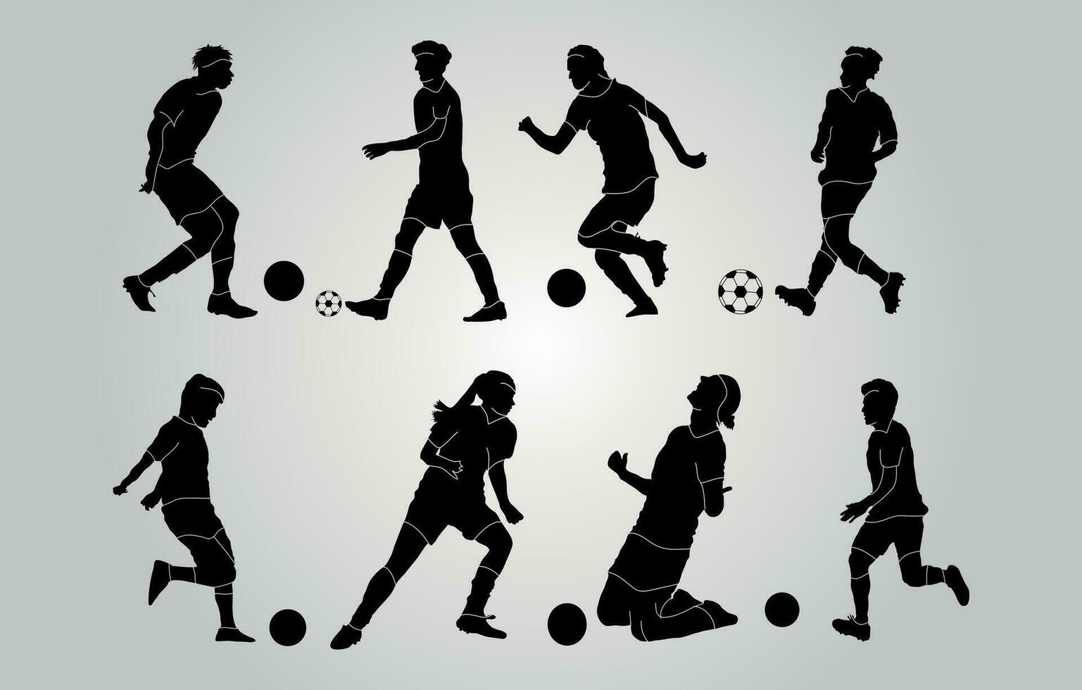 calcio Giocatori piatto design silhouette vettore illustrazione