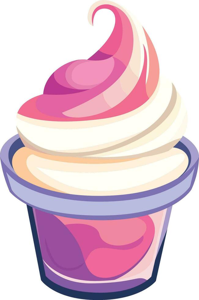 congelato Yogurt piatto stile vettore illustrazione, fragola e vaniglia congelato Yogurt piatto stile azione vettore Immagine